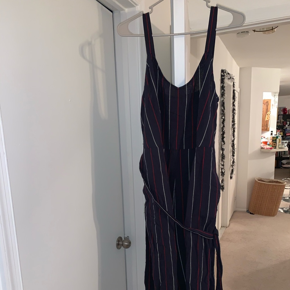 Navy Blue Striped Jumpsuit